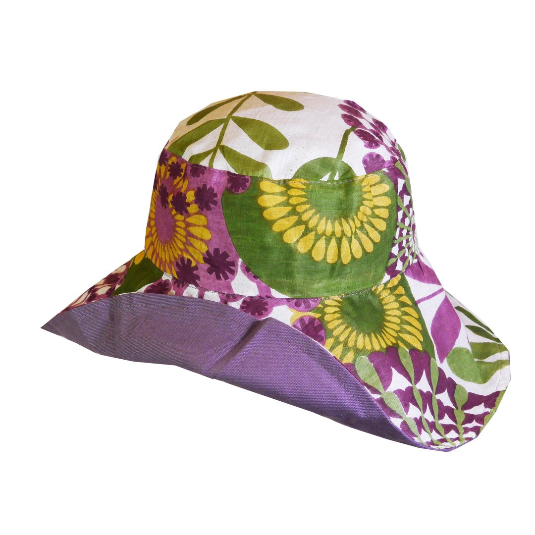 Boho Chic Style 淑女帽-紫色花卉 - 帽子 - 棉 紫色
