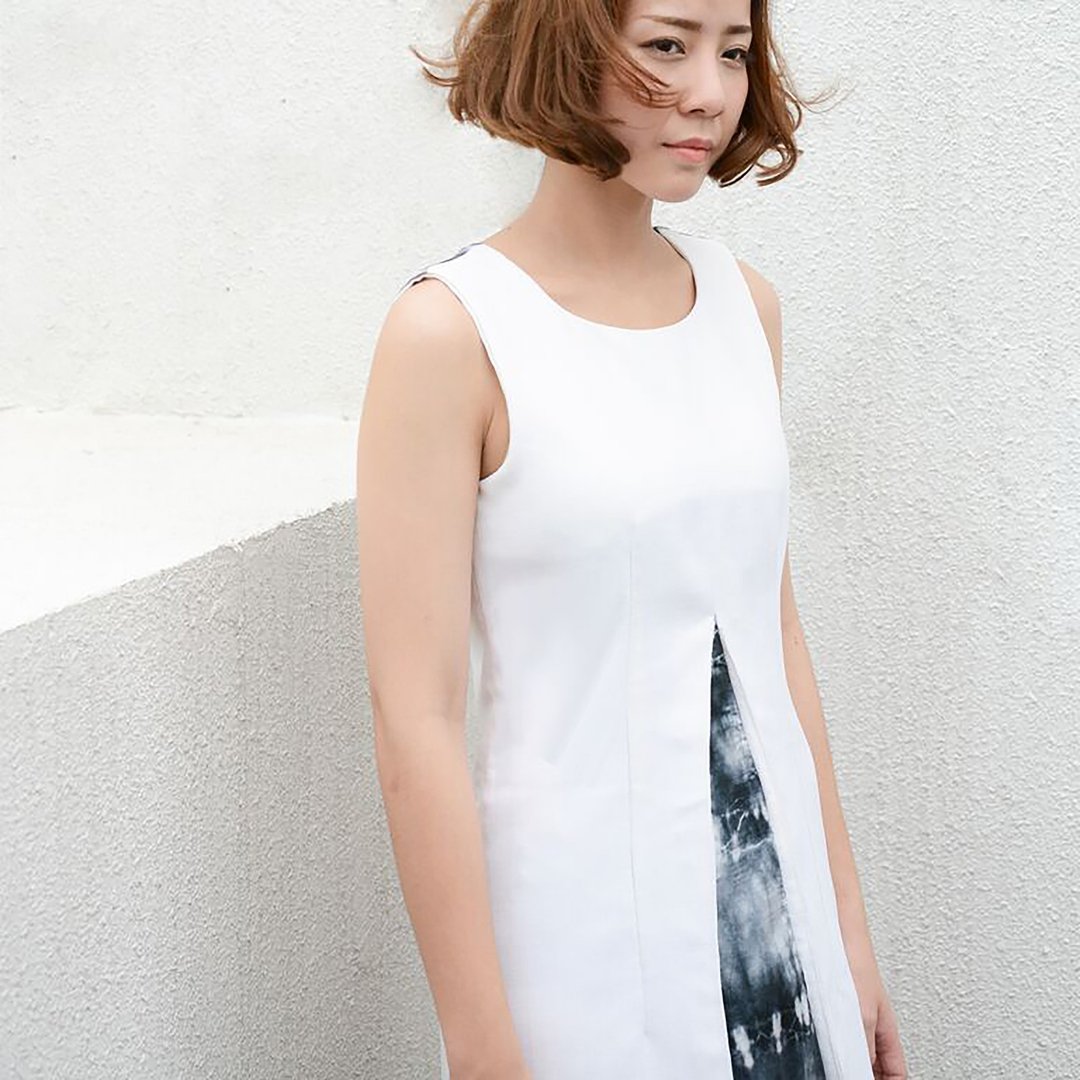 白色扎染洋装（Soft Knit Dress） - 洋装/连衣裙 - 其他材质 白色