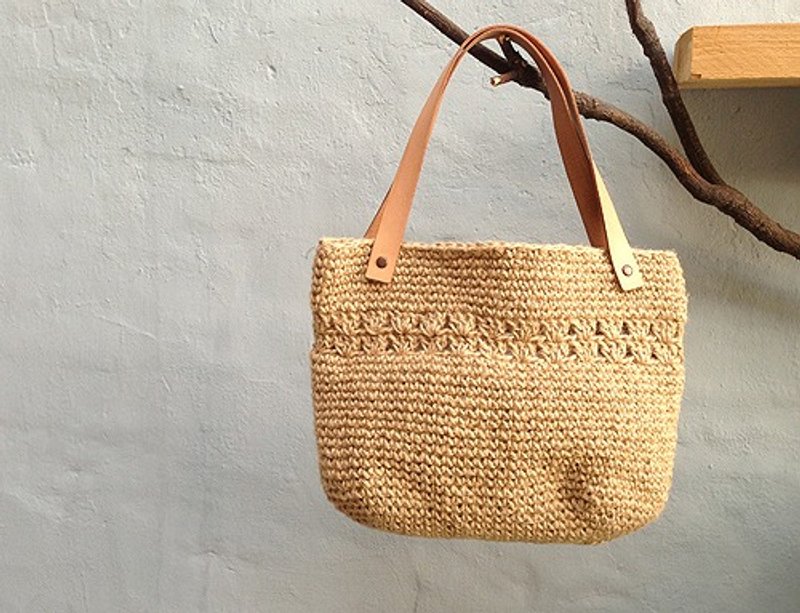 手工勾编黄麻提袋~诗生活提袋篇D款(单品)~手作的诗,幸福中! - 手提包/手提袋 - 植物．花 