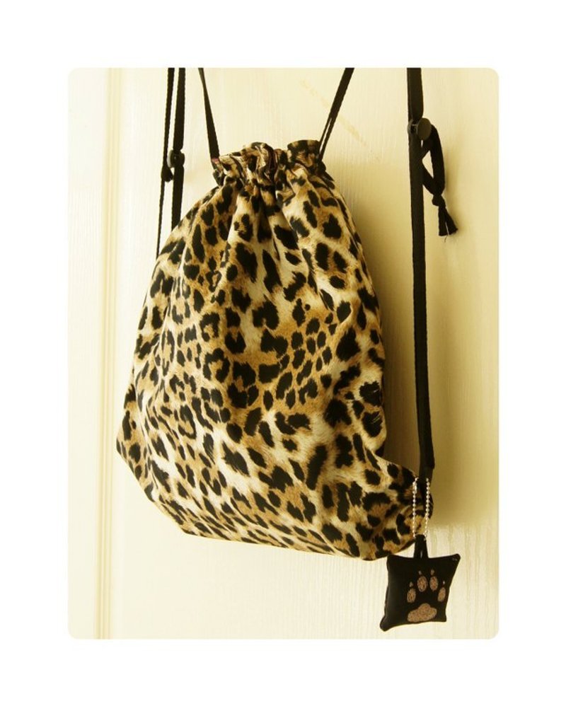 我是豹-两用式抽绳后背包(可手提、后背){限量一只} - 侧背包/斜挎包 - 其他材质 黑色