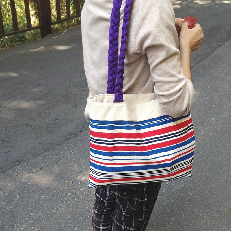 ::Lane68:: 编织背带帆布包--蓝紫 - 手提包/手提袋 - 其他材质 蓝色