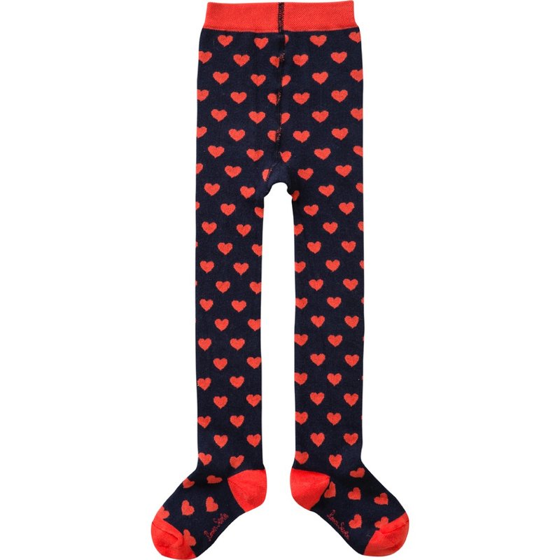 荷兰 Room Seven 深蓝X橘红爱心 撞色针织保暖裤袜 F14GTI006 - 其他 - 棉．麻 多色