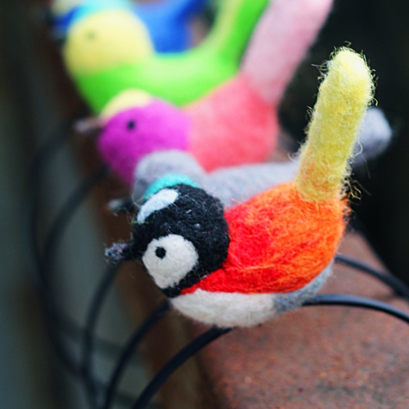 morningbird小鸟系列 黑白脸小鸟 独家设计款 早起的鸟有虫吃~ - 发饰 - 羊毛 红色