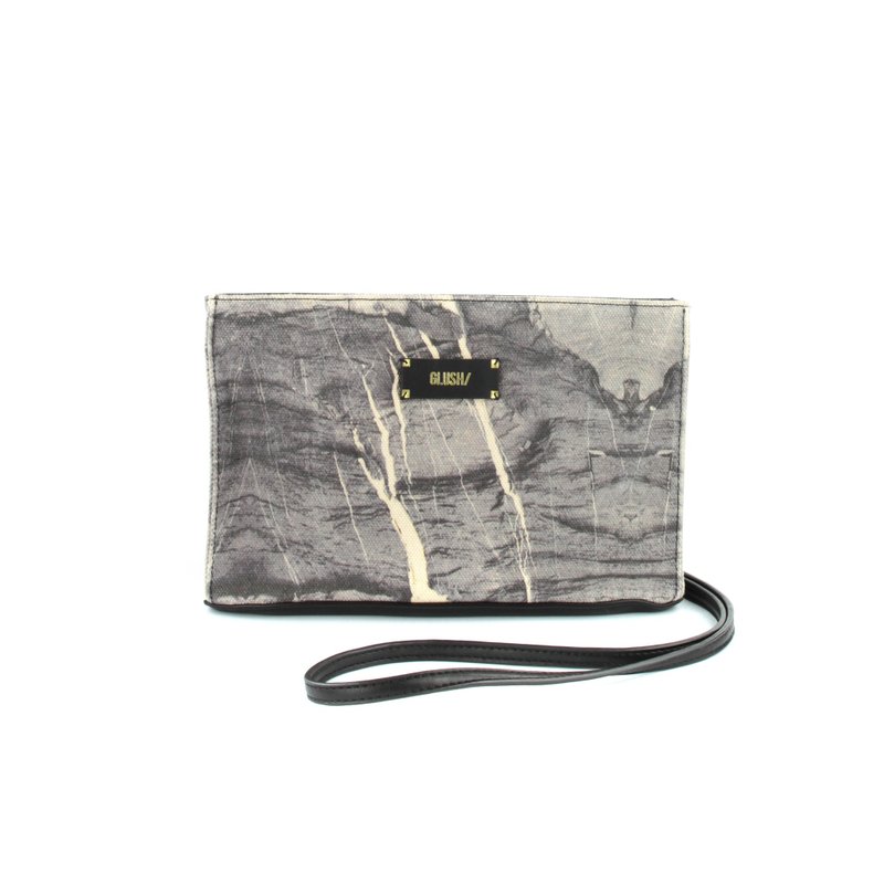 灰色大理石纹斜背包 (可拆肩带) - 侧背包/斜挎包 - 其他材质 灰色