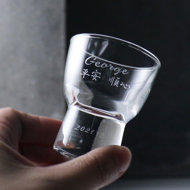 60cc【日本Haiku】厚底清酒杯刻字 日本清酒 烈酒杯 纯酒杯定制化 - 酒杯/酒器 - 玻璃 咖啡色