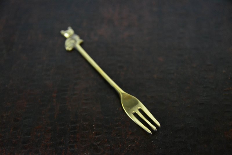 洋银小叉＿猫＿公平贸易 - 餐刀/叉/匙组合 - 其他金属 金色