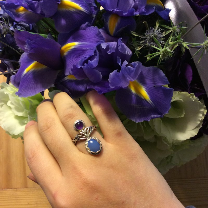 蓝紫系新艺术art nouveau戒指 - 戒指 - 宝石 蓝色