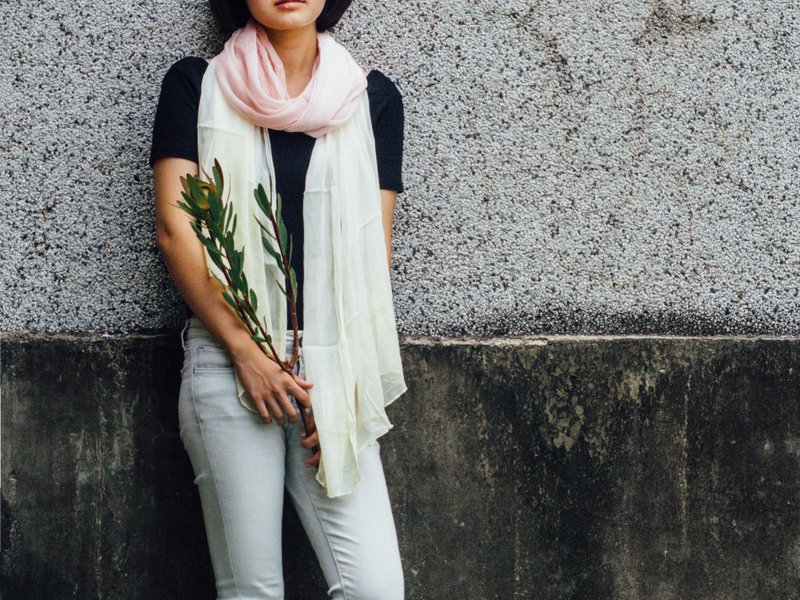 植物染大披肩 - 日暮 - 丝巾 - 丝．绢 紫色