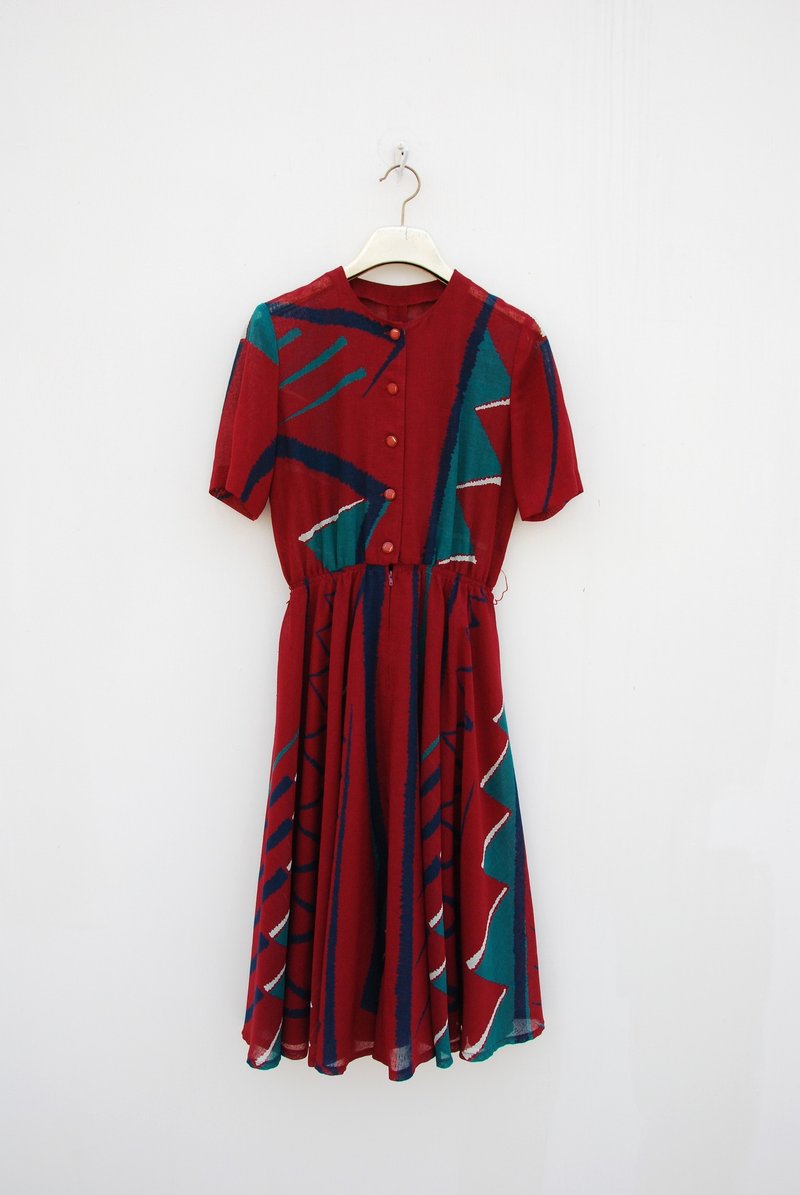 古着印花洋装 - 洋装/连衣裙 - 其他材质 