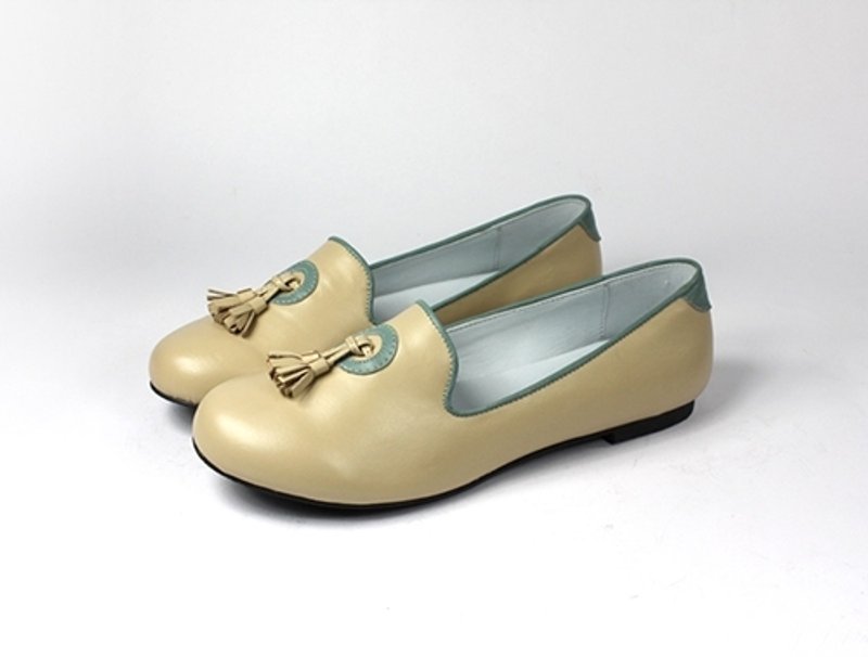 米 流苏乐福鞋 - 女款牛津鞋/乐福鞋 - 真皮 卡其色