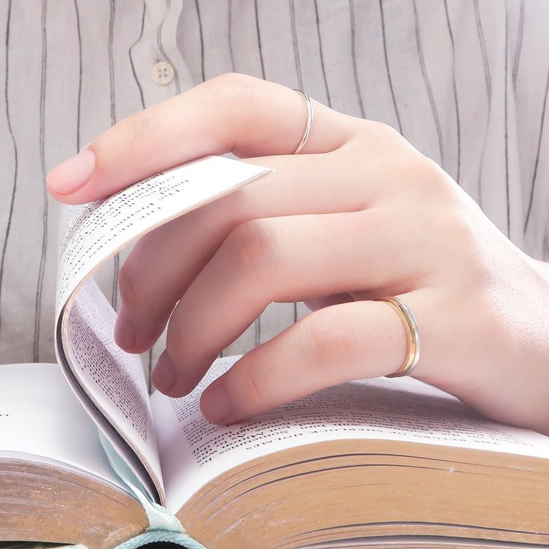 纯银方线戒指 手工纯银线戒 尾戒 细戒指 - 戒指 - 银 粉红色