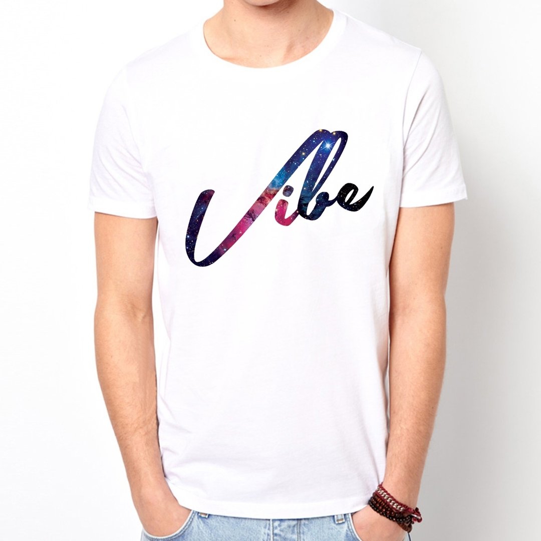 Vibe-Galaxy短袖T恤-白色 时尚 银河系 时髦 宇宙 设计 相片 - 男装上衣/T 恤 - 其他材质 白色