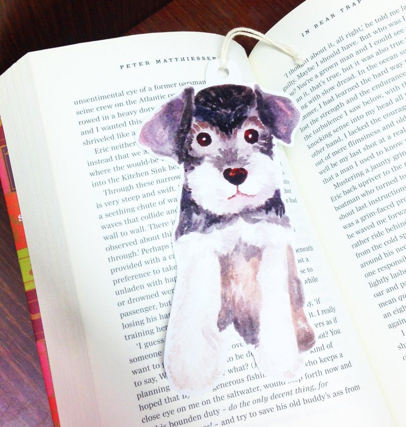 雪纳瑞 小狗 书签 水彩  手绘 - 书签 - 纸 