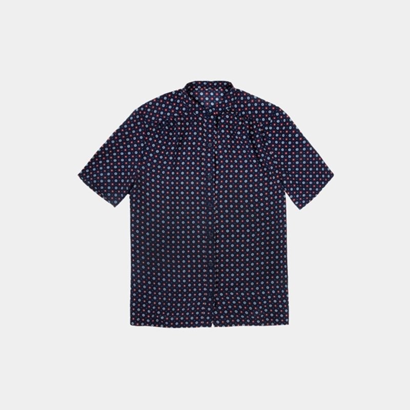 │moderato│绅士小立领点点古着衬衫│礼物.森林复古.女朋友.独特.文艺 - 女装衬衫 - 其他材质 蓝色