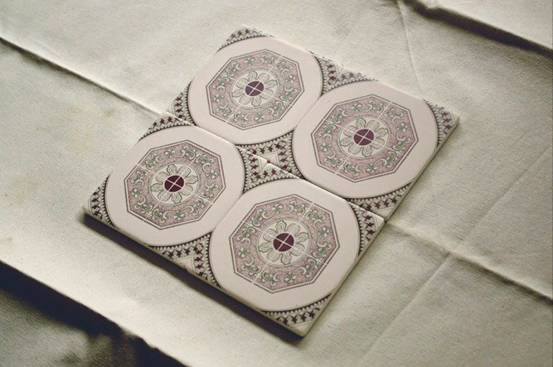 复古瓷砖 ◘ 陶瓷杯垫 - 杯垫 - 其他材质 咖啡色