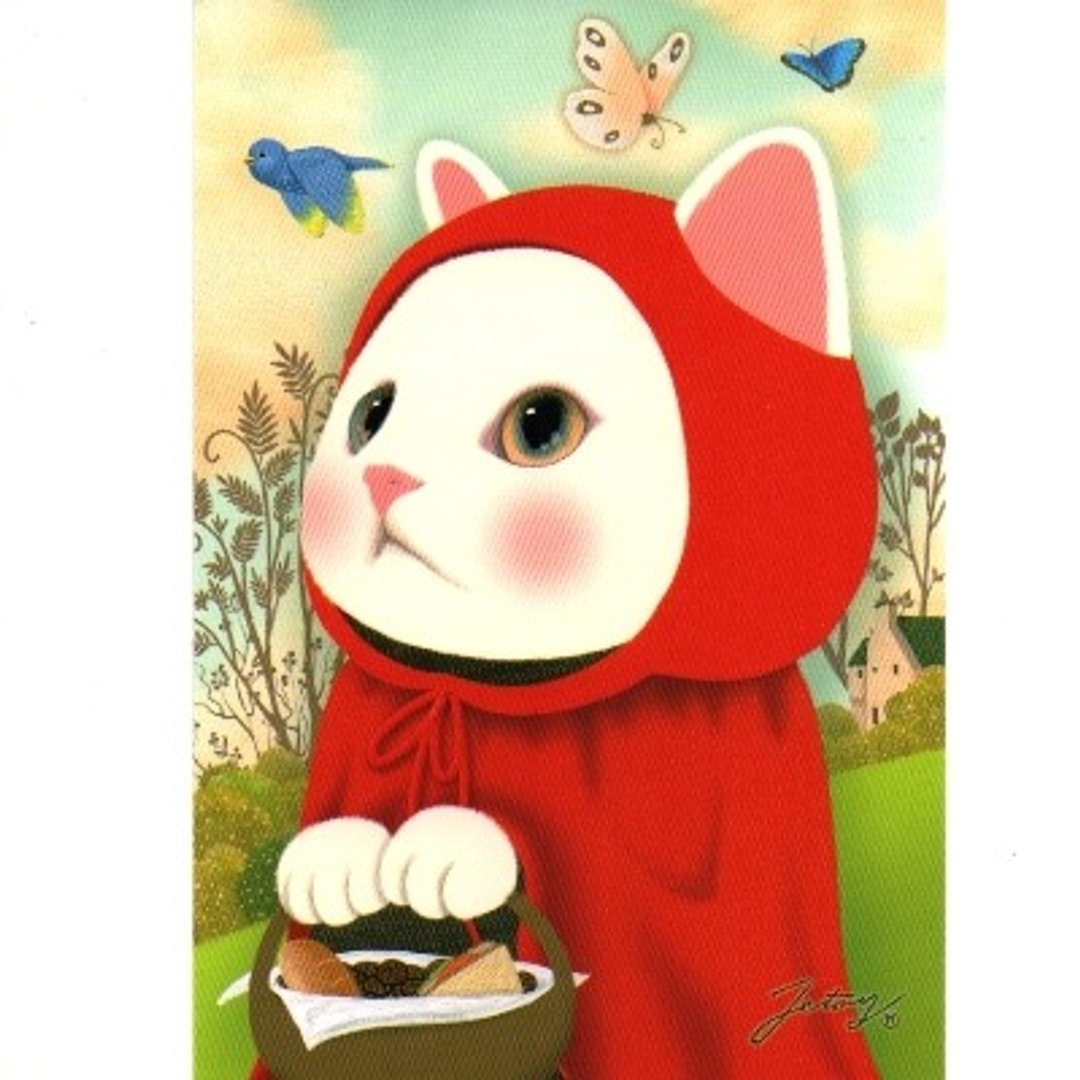 JETOY,甜蜜猫 明信片 _Red hood (J1407113) - 卡片/明信片 - 纸 红色