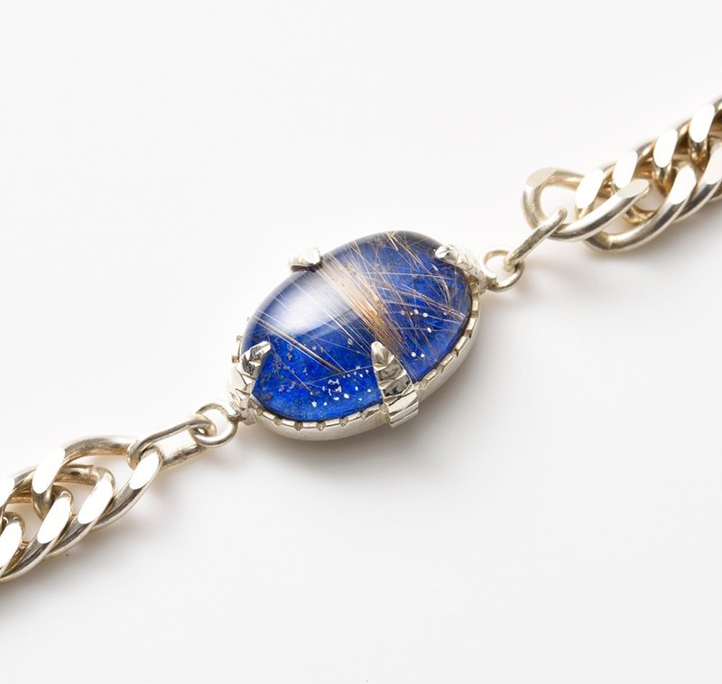 CB9 (rutile quartz x lapis lazuli) - 手链/手环 - 其他金属 蓝色