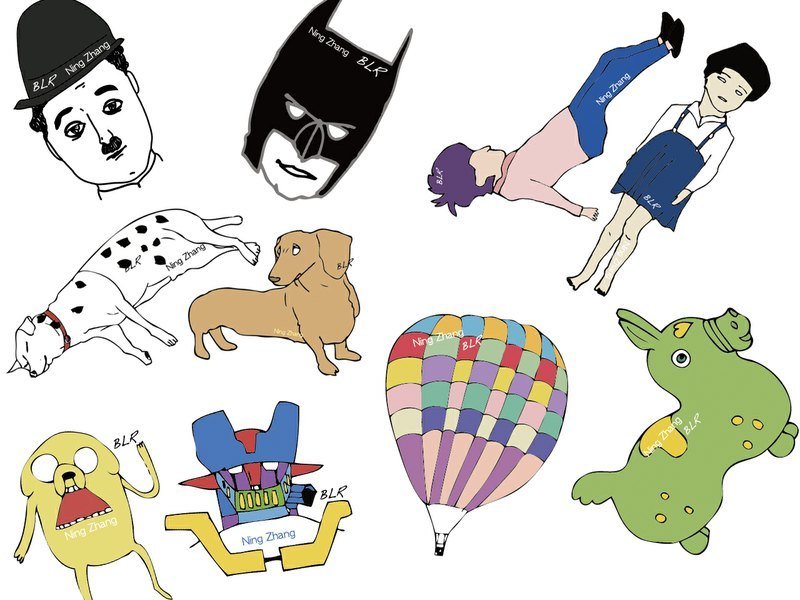 BLR 造型贴纸 设计师 张宁 手绘系列 10张一组 - 贴纸 - 纸 黑色