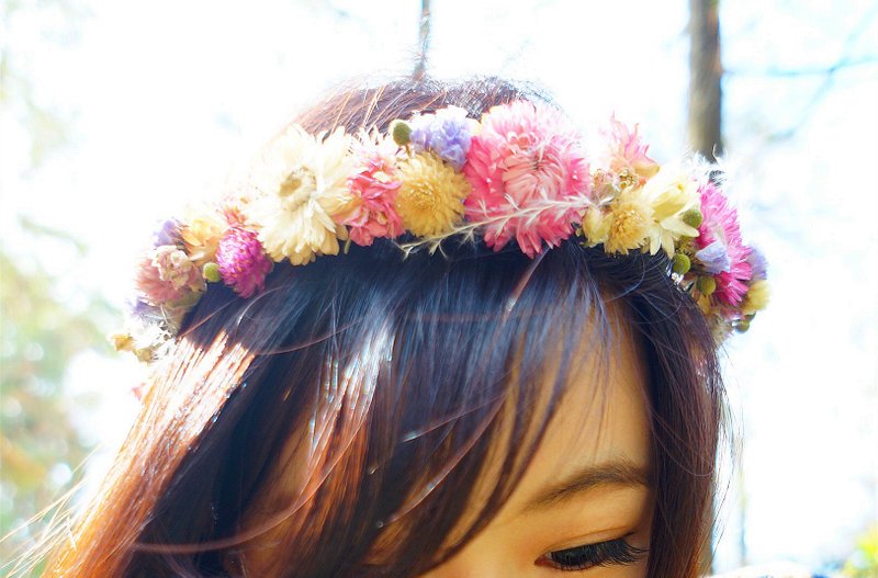 ‘ 麋花Amor Floral ’粉色派对同款干燥花冠/新娘伴娘小花童 干燥花 头冠 婚礼小物 新娘捧花 花环 外拍道具 全家福摄影 婚纱拍照道具 干燥花 - 植栽/盆栽 - 植物．花 多色