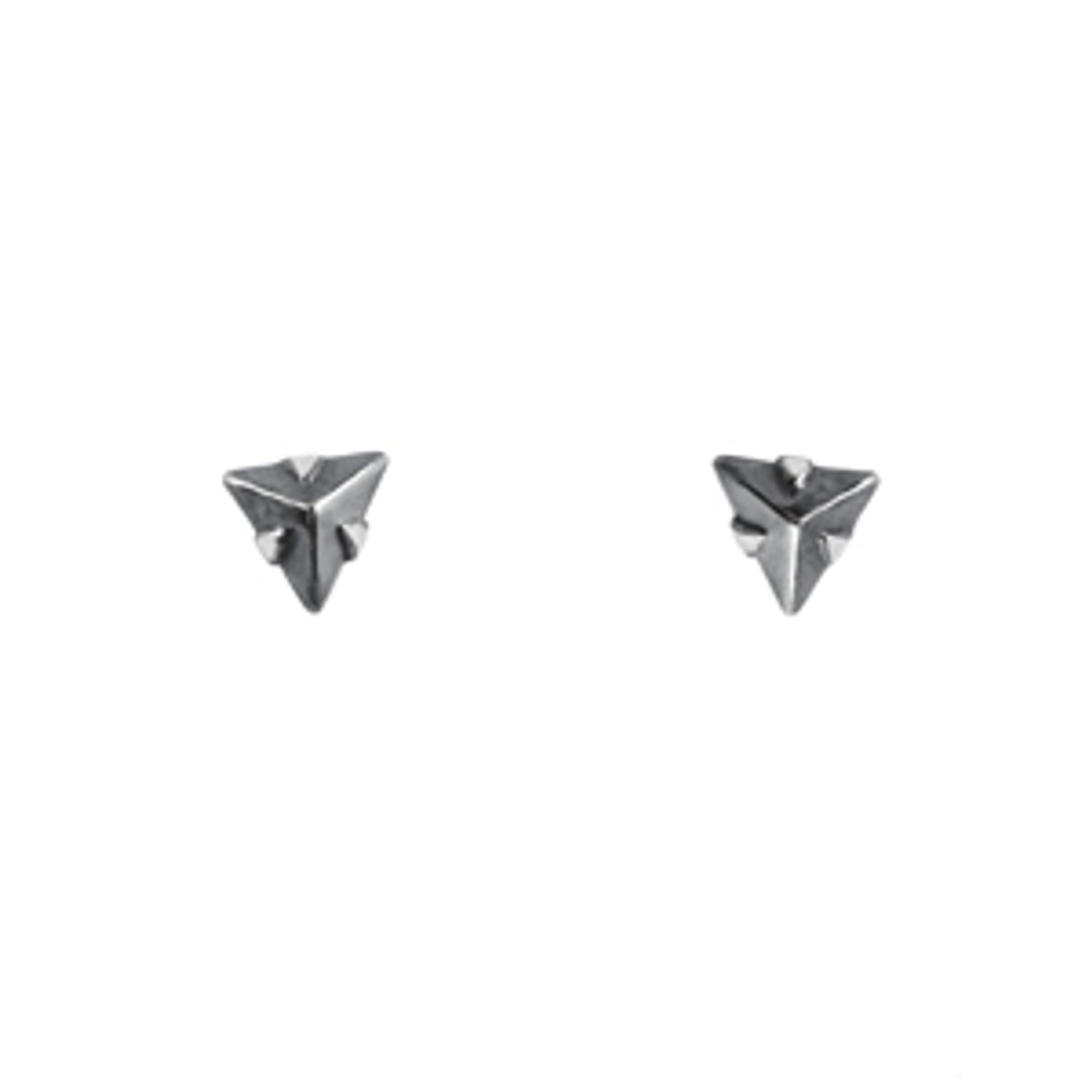 三角纯银耳环 DIAMANTE (黑) - 耳环/耳夹 - 宝石 黑色