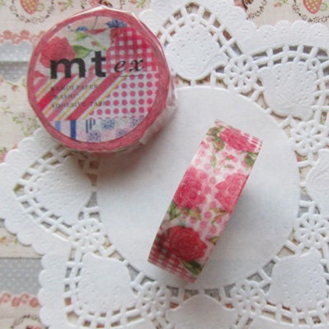 mt 和纸胶带 mt ex【花卉拼贴-红(MTEX1P54)】 - 纸胶带 - 纸 红色
