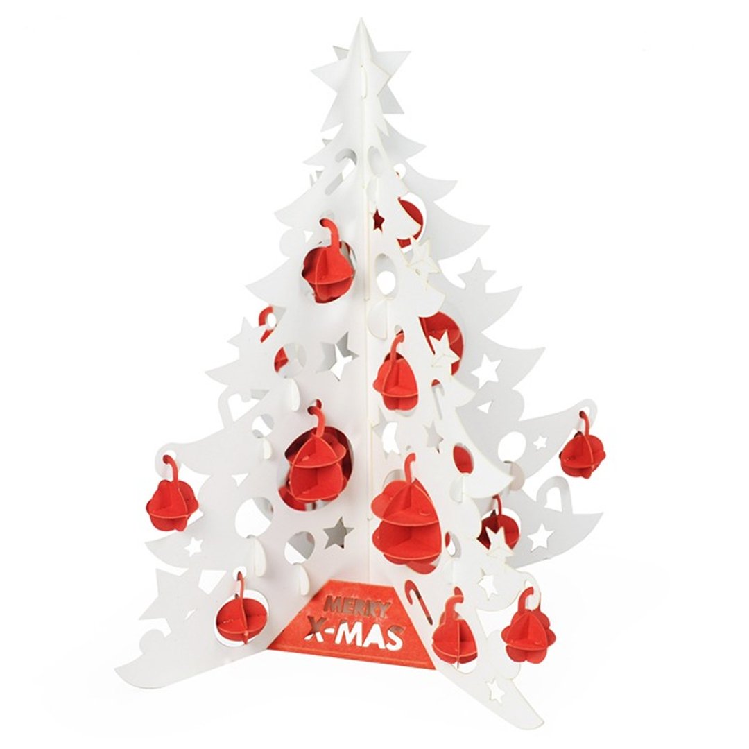 Papero纸风景 DIY迷你模型 - 圣诞树(红白款)/Christmas Tree(White & Red)-简易包 - 木工/竹艺/纸艺 - 纸 白色