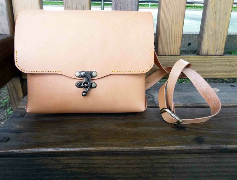 千搭原色方包 - 侧背包/斜挎包 - 真皮 