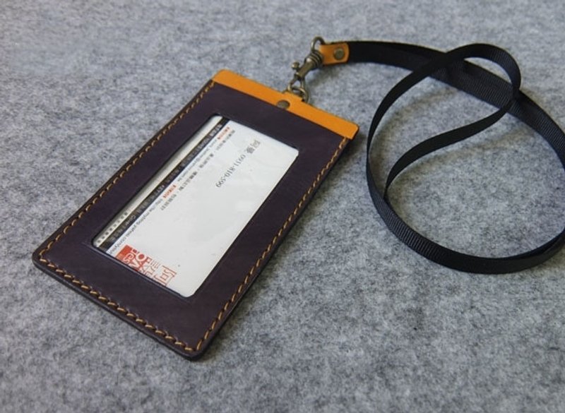 直式证件夹 灰蓝皮革+蛋黄 - 证件套/卡套 - 真皮 多色