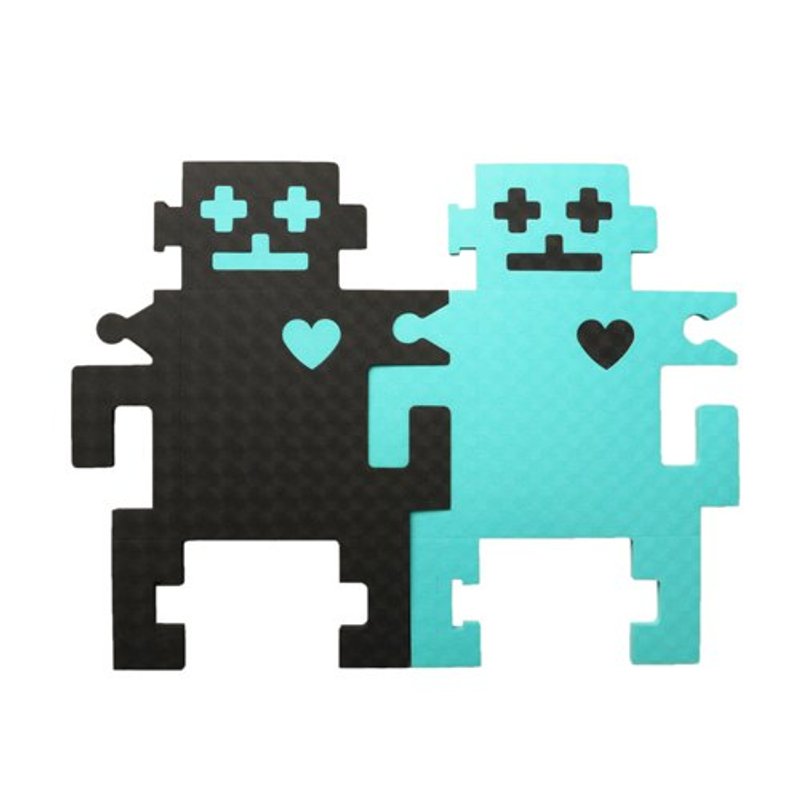 【Dot Design】机器人双色组合地垫12入-铁灰蓝 - 墙贴/壁贴 - 塑料 多色