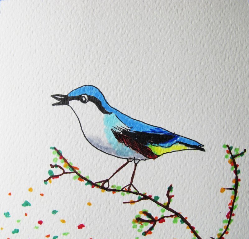 (Deirdre)小鸟儿* - 卡片/明信片 - 纸 蓝色