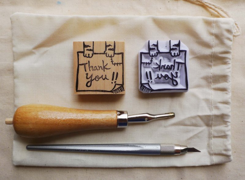 *定制*手刻章订做-猫抓抓图 - 印章/印台 - 木头 卡其色