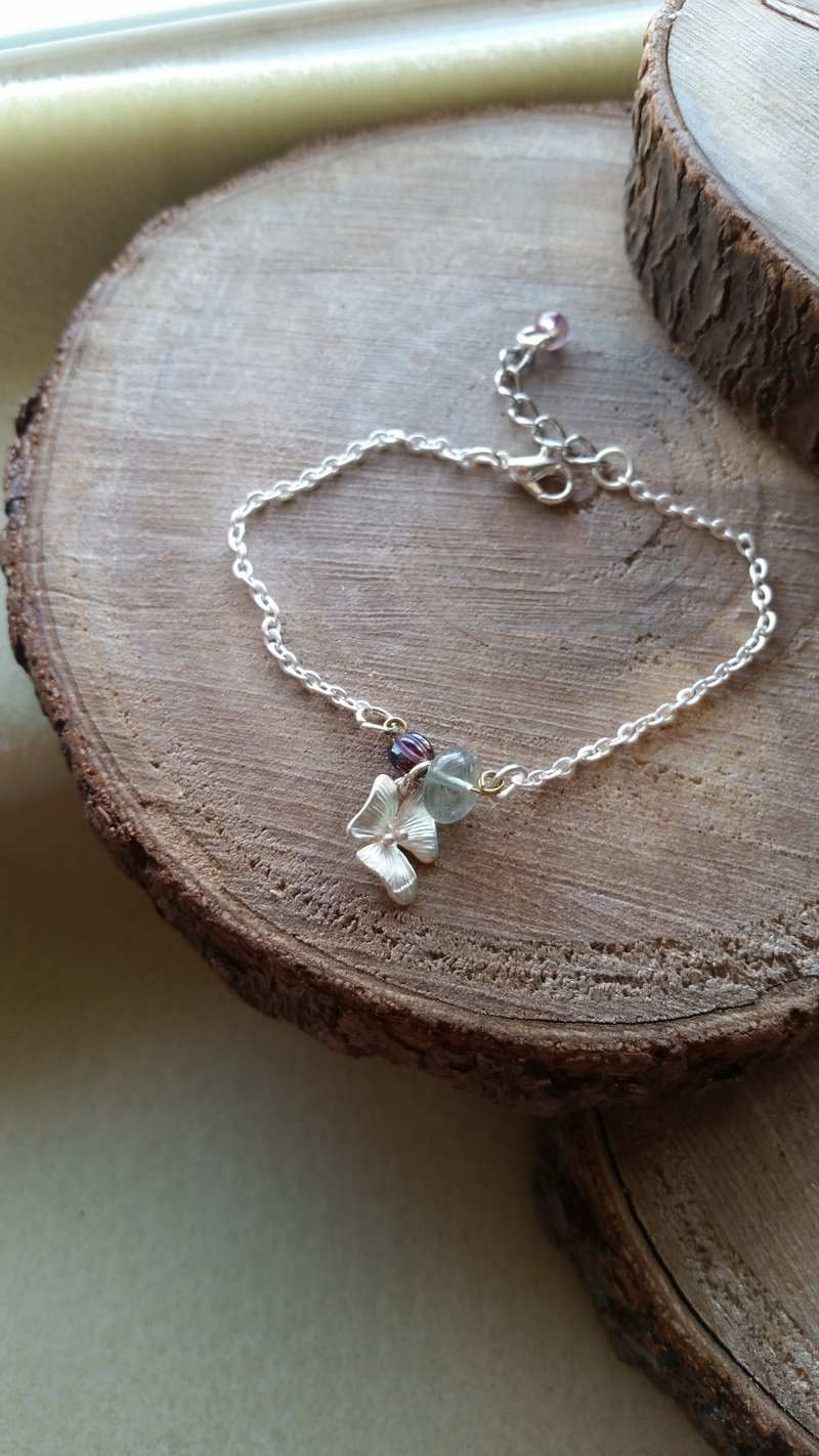 海蓝宝 , 银兰花 镀银手链 - 手链/手环 - 宝石 蓝色