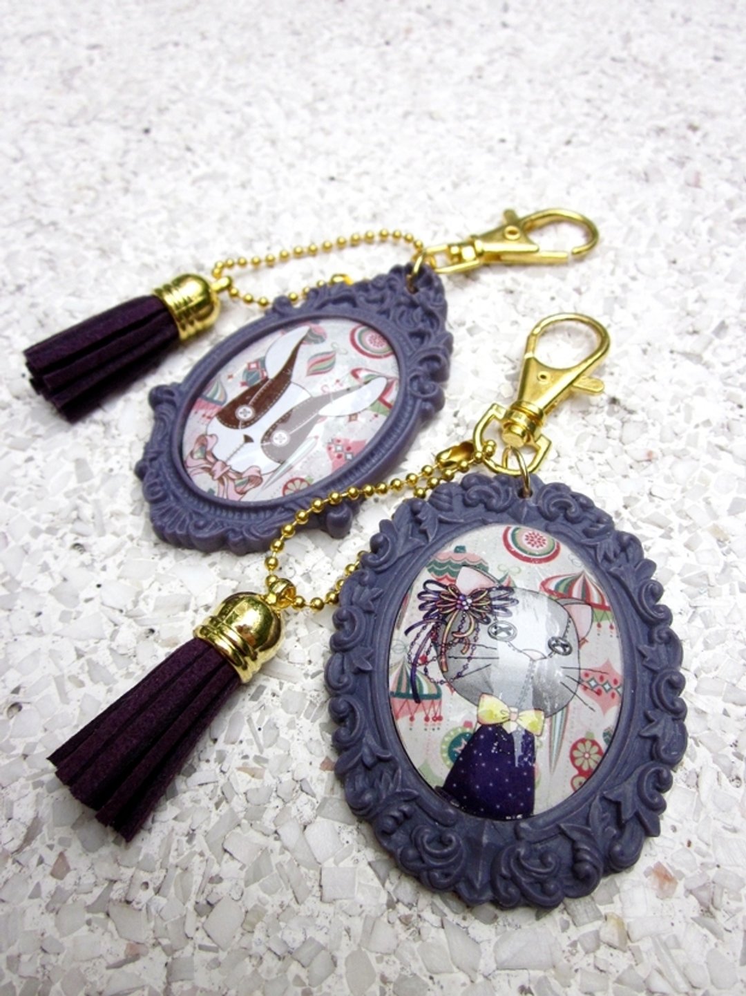 My Daydream Workshop 自家设计卡通角色熊猫锁匙扣/锁匙圈/挂袋吊饰 - 钥匙链/钥匙包 - 其他材质 多色