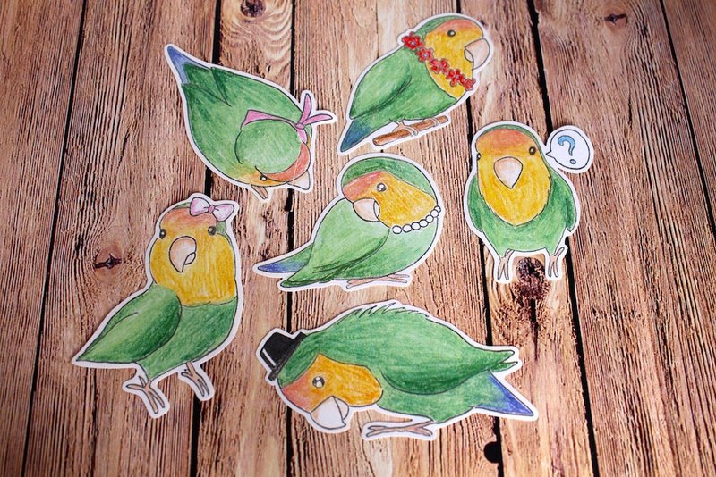 幸福限定。Happiness Only 。爱情鸟。小鹦贴纸组 - 贴纸 - 纸 多色