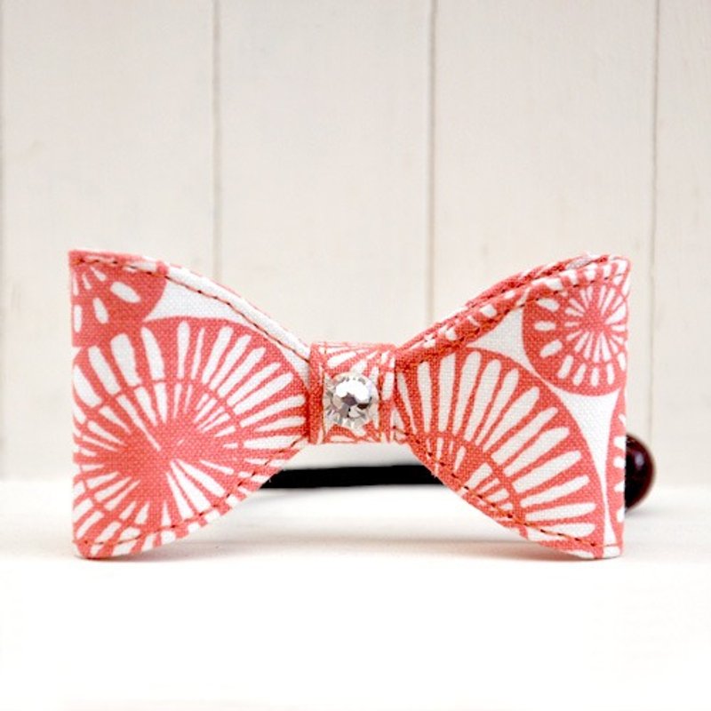 挺挺系列-普普风粉橘红色线圈圈布蝴蝶结发束 - 发饰 - 棉．麻 红色