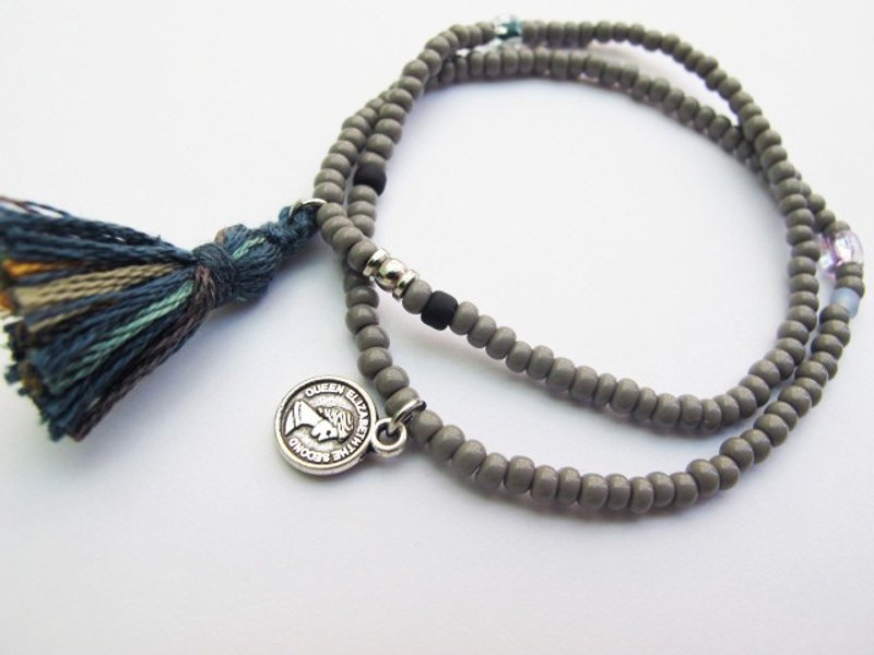 mint neiff-日本珠流苏细款双圈/沉静灰 - 手链/手环 - 其他材质 灰色