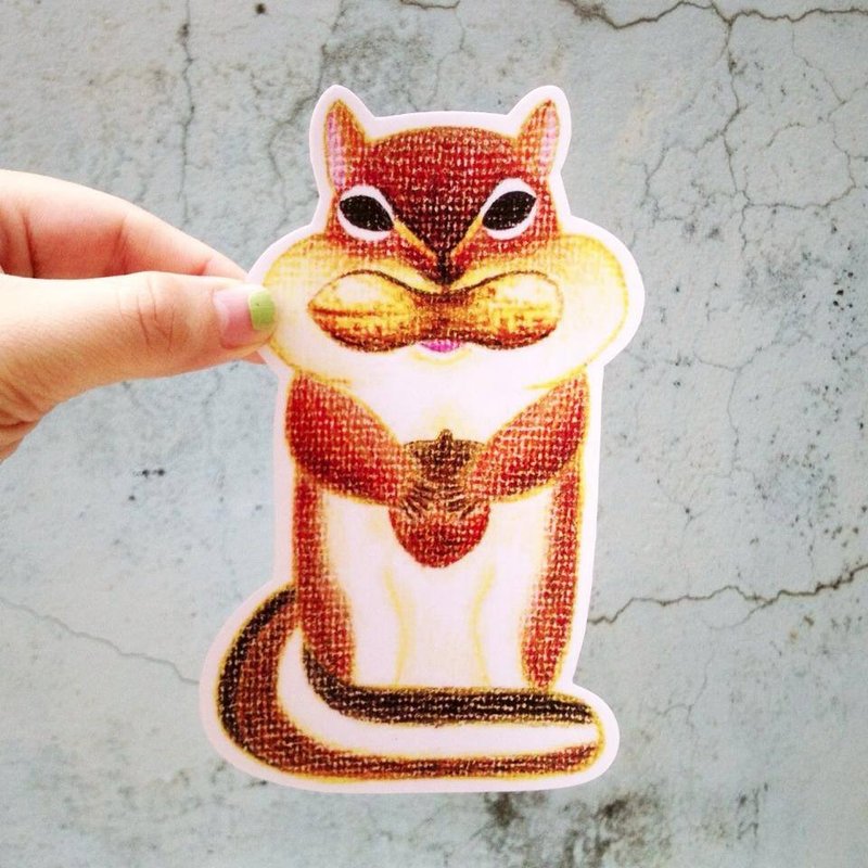 Green's Roomの贪吃花栗鼠 防水贴纸。卡片。挂画 Big Size - 贴纸 - 防水材质 咖啡色