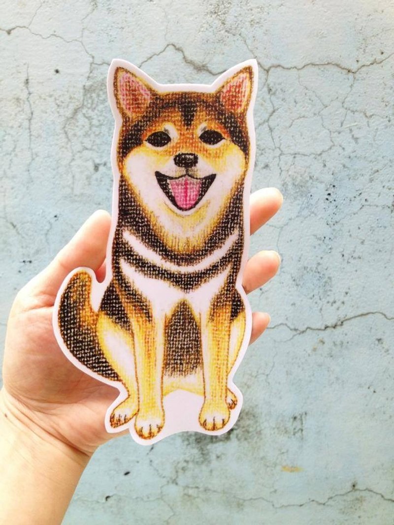 Green's Roomの笑笑嘴柴犬 防水贴纸。卡片。挂画 Big Size - 贴纸 - 防水材质 咖啡色