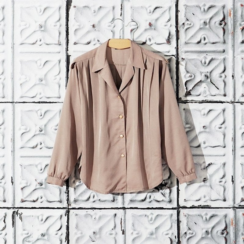 /林檎梦/军风挺挺卡其色衬衫 古着 vintage - 女装衬衫 - 其他材质 