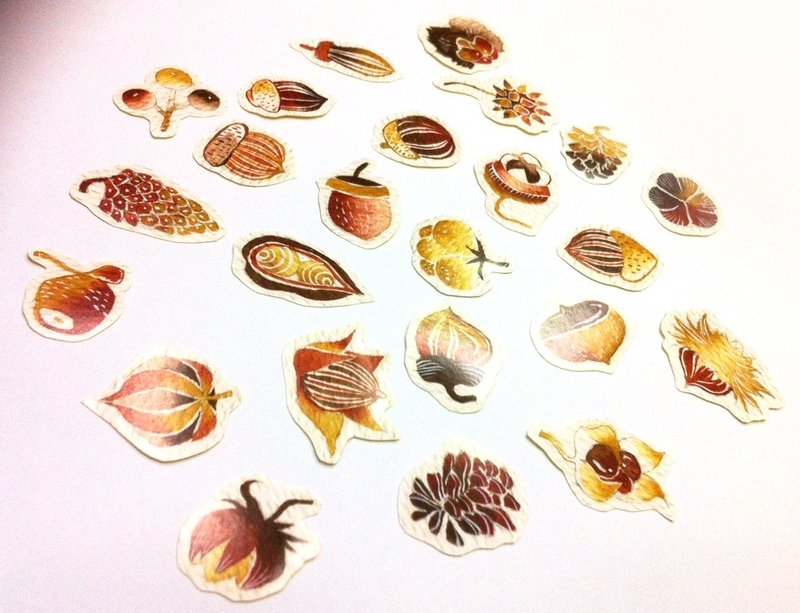 歪的工作室-棕色果菓套装贴纸 - 贴纸 - 纸 咖啡色