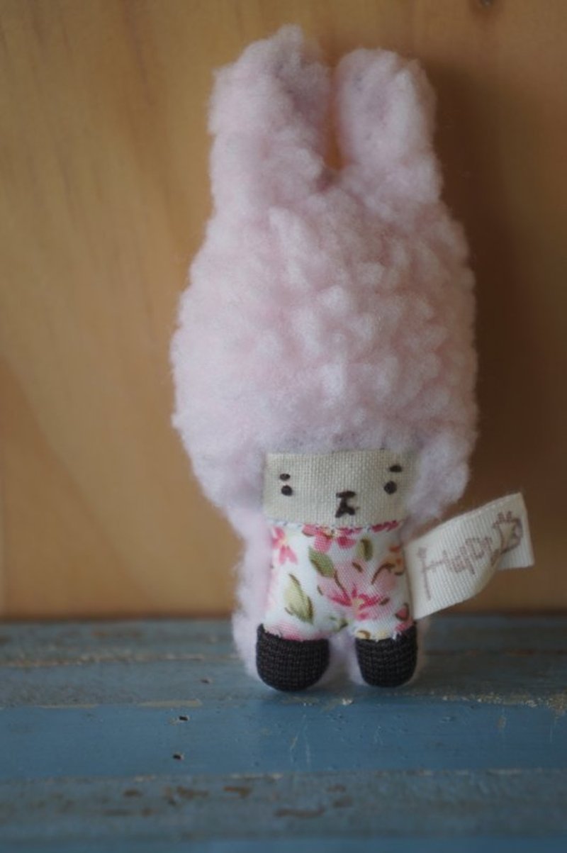 迷你朵儿小兔-草莓粉花小兔 - 吊饰 - 其他材质 