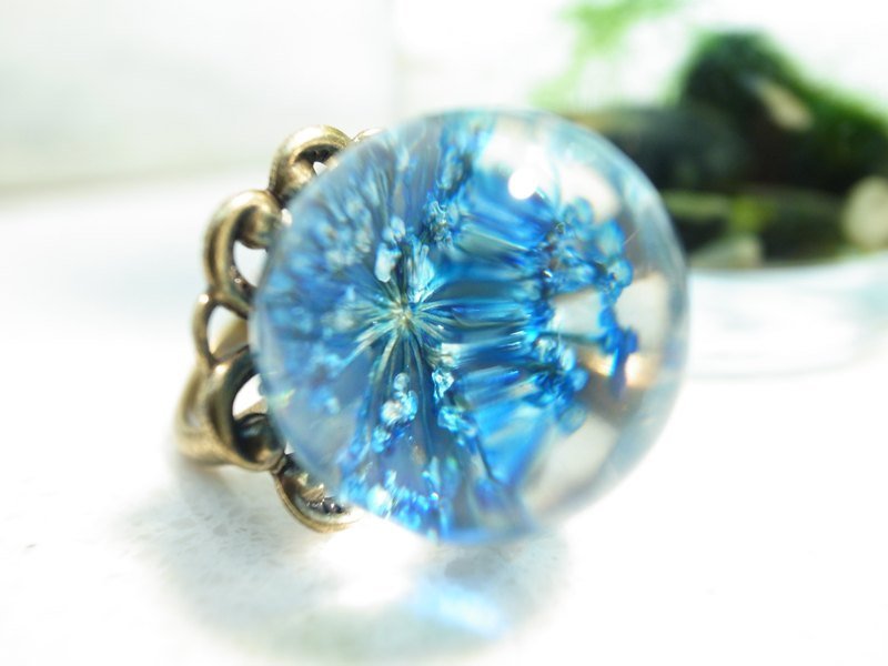 枯木&CryWood  蓝蓝海草戒指 - 戒指 - 玻璃 蓝色