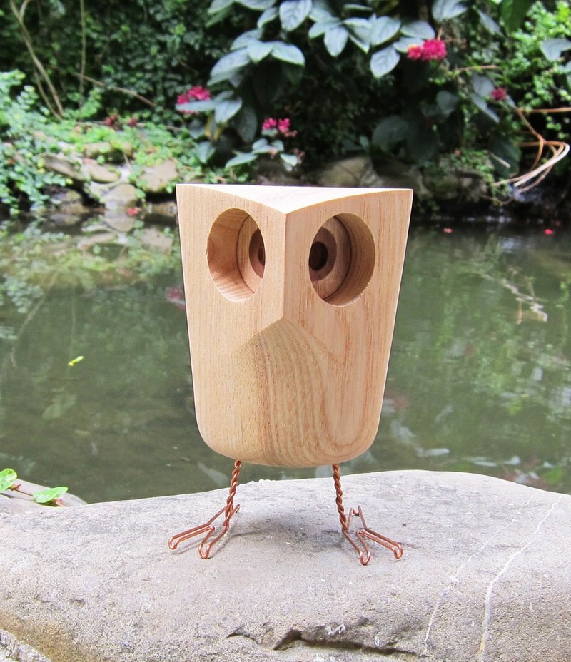 木头鸟"黑轮伯" - 摆饰 - 木头 白色