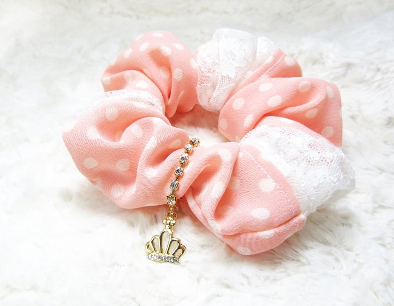 夏恋 手工蕾丝拼接大肠圈/发圈/发束 - 发饰 - 其他材质 粉红色