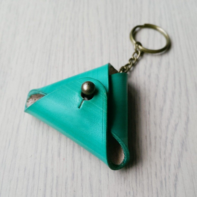 免费敲字_三角零钱钥匙圈-绿青色 - 零钱包 - 真皮 绿色