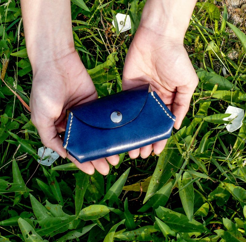 不撞包sofa style大容量墨蓝色植鞣革全真皮零钱包 - 零钱包 - 真皮 蓝色