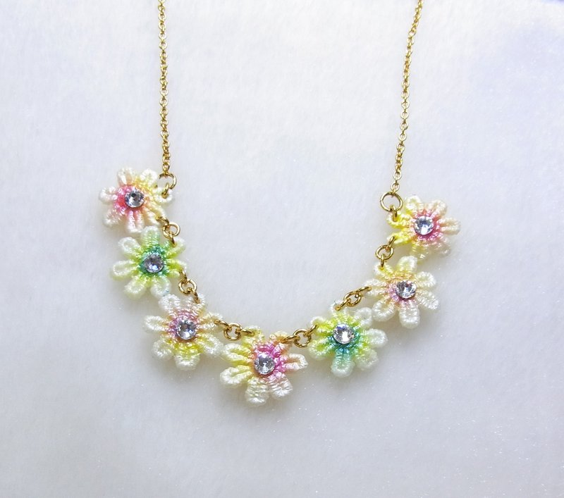 三彩桐花 蕾丝 项链 手工限量订制 - 项链 - 绣线 