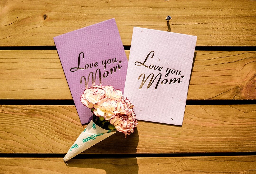 母亲节 Love you, Mom! 种子卡片 - 卡片/明信片 - 纸 紫色