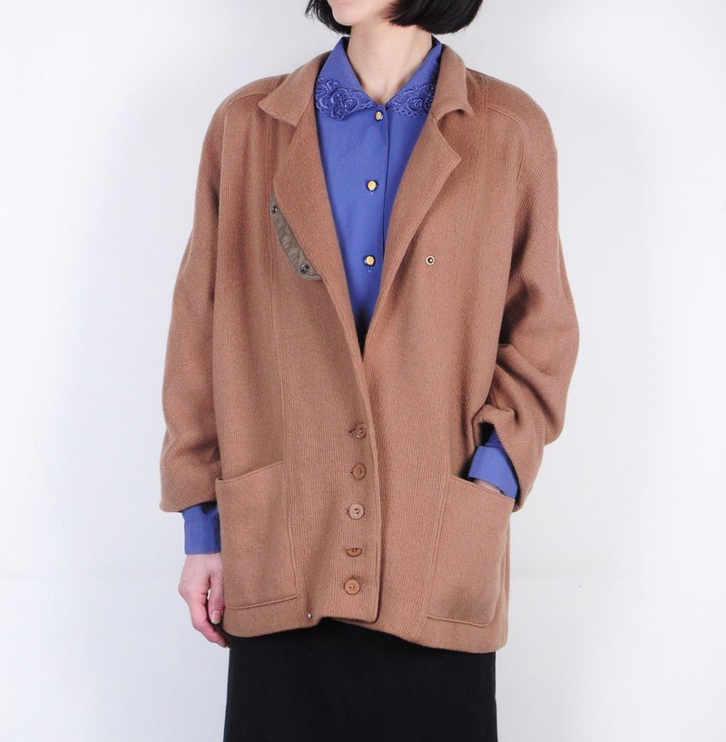 温润的驼色少女毛料古着短大衣 - 女装休闲/机能外套 - 其他材质 咖啡色