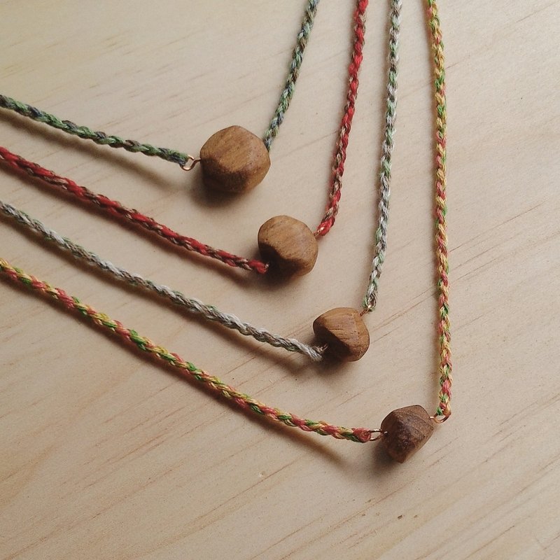 殒石碎木 编织颈链 - 项链 - 木头 咖啡色